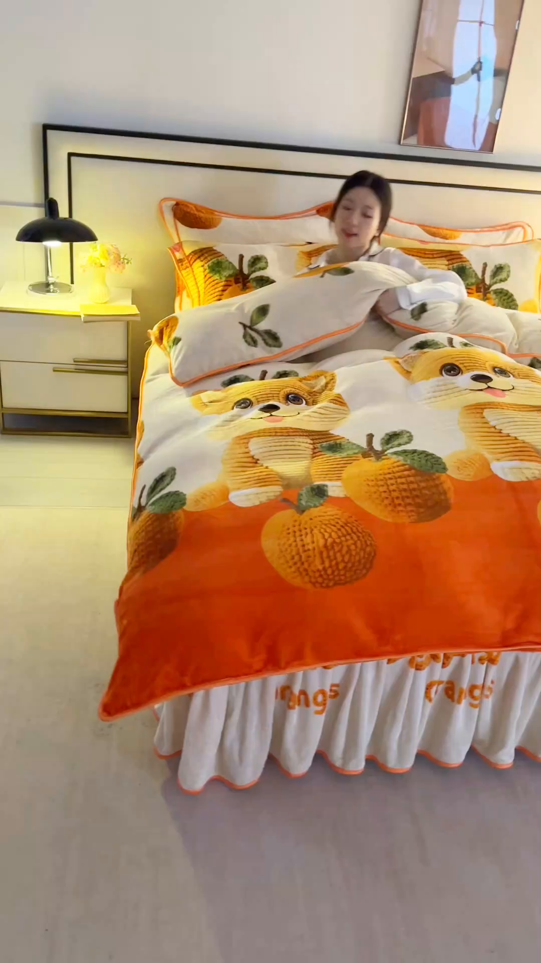 91家纺网 家纺一手货源 找家纺 莱凯家纺 2025新款牛奶绒四件套保暖加厚金貂绒套件好柿成双