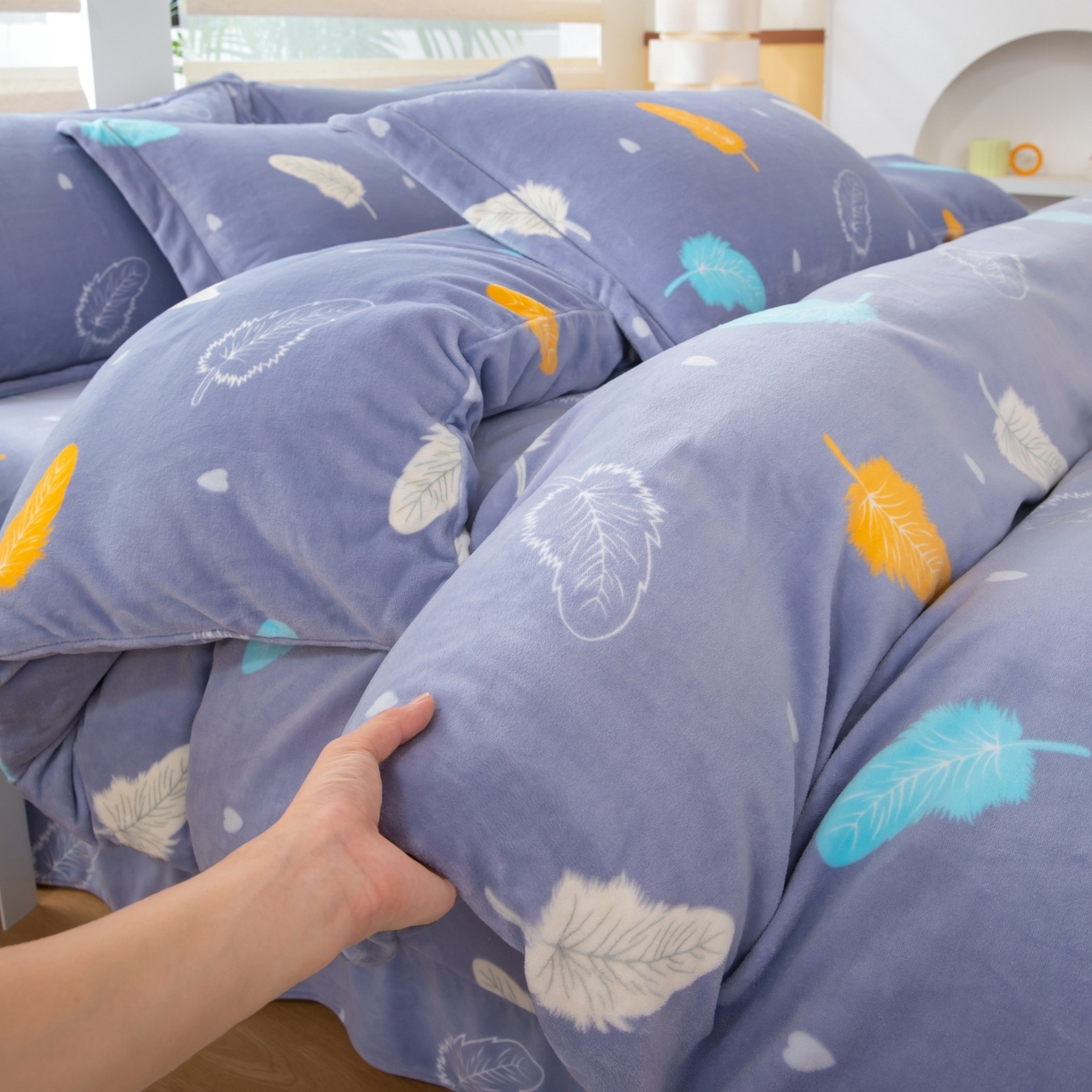 91家纺网 家纺一手货源 找家纺 （总）优姿家纺 2025新款加厚全消光牛奶绒印花四件套