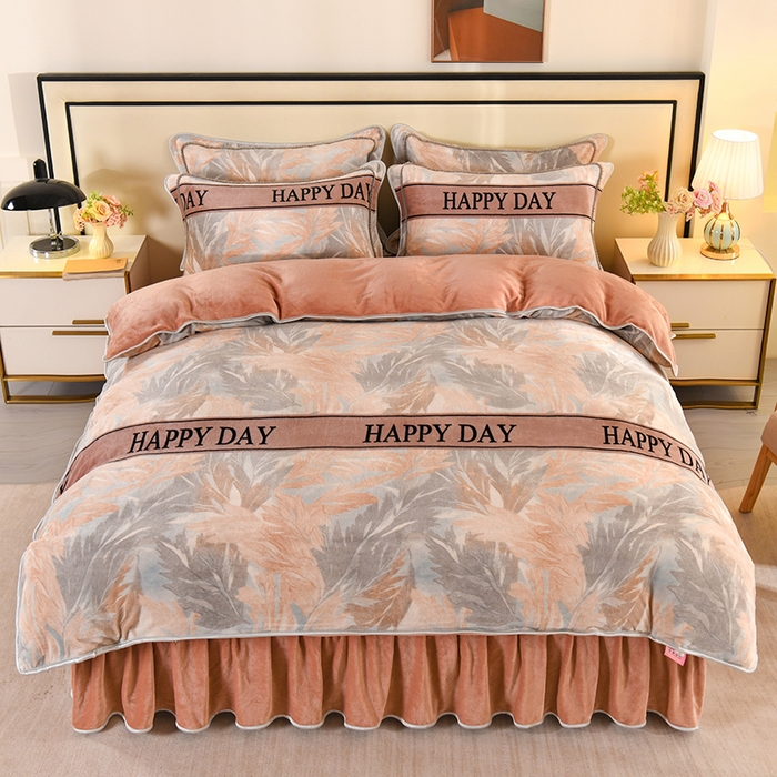 91家纺网 家纺一手货源 找家纺 莱凯家纺 2025新款牛奶绒四件套保暖加厚金貂绒套件挪威森林