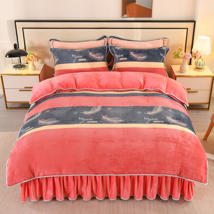 91家纺网 家纺一手货源 找家纺 莱凯家纺 2025新款牛奶绒四件套保暖加厚金貂绒套件羽你同行