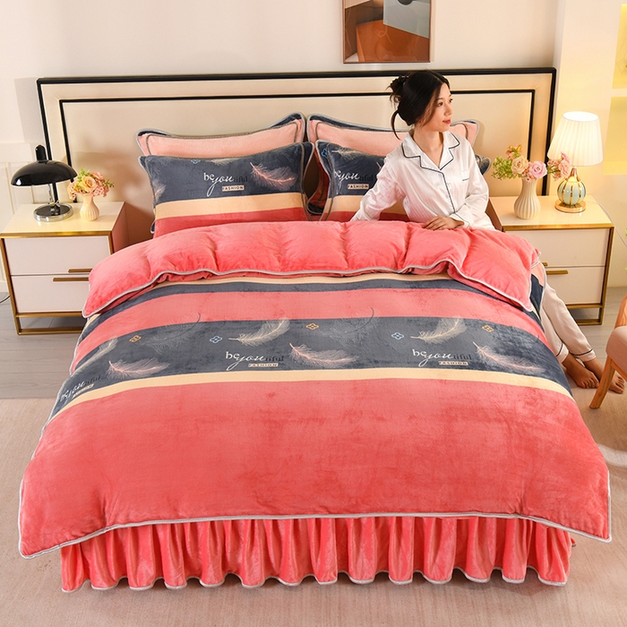 91家纺网 家纺一手货源 找家纺 莱凯家纺 2025新款牛奶绒四件套保暖加厚金貂绒套件羽你同行