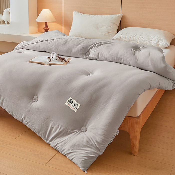 91家纺网 家纺一手货源 找家纺 美梦里2025新款A类柔暖新疆棉花被 素雅灰