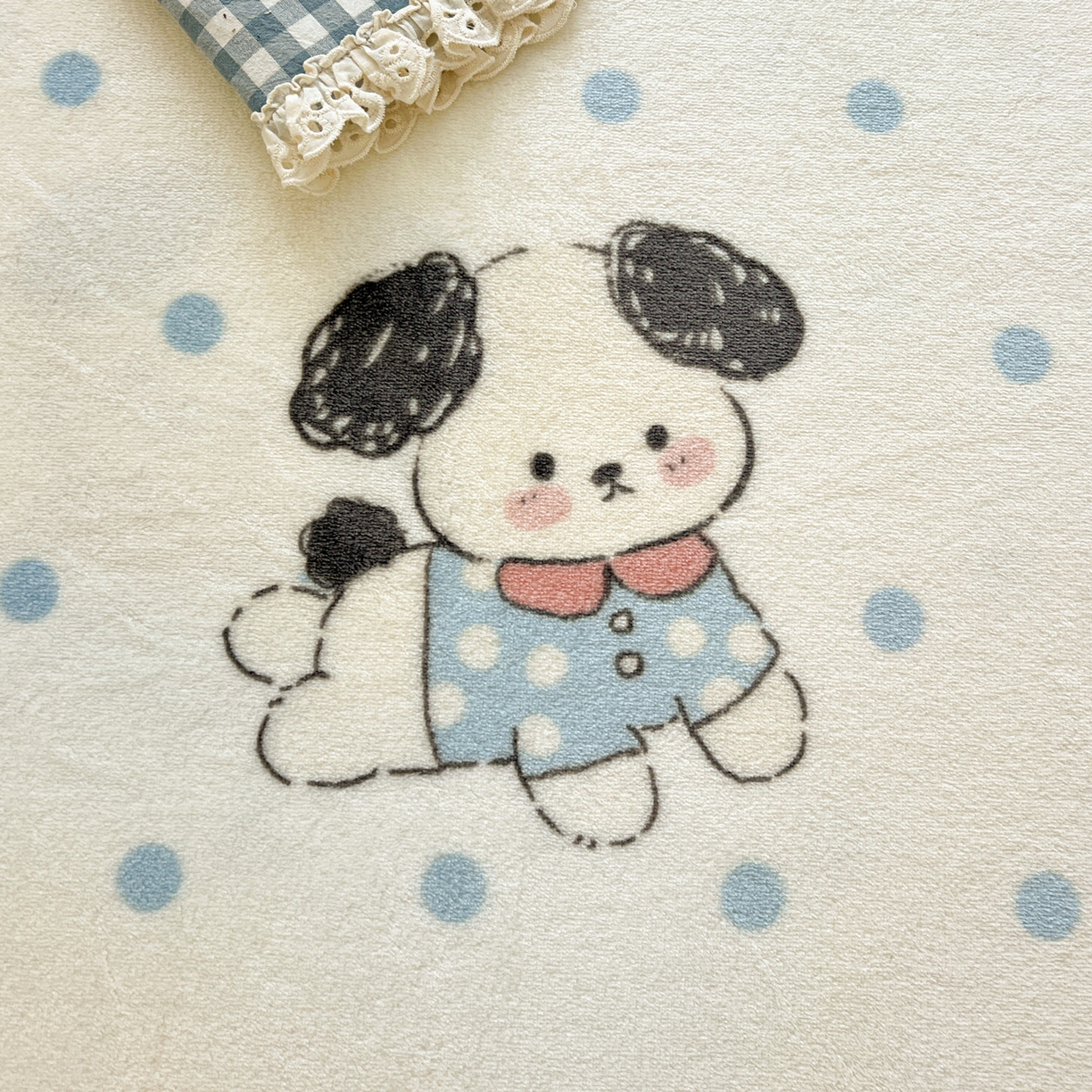 91家纺网 家纺一手货源 找家纺 启发 2025新款高克重双面牛奶绒印花系列床单三件套 圆点狗