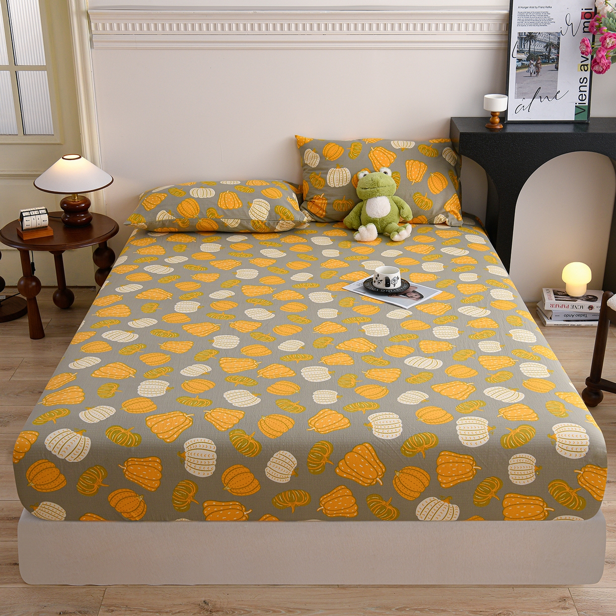 91家纺网 家纺一手货源 找家纺 叠派家纺 2025新款A类双层纱提花单品床笠系列 福瓜