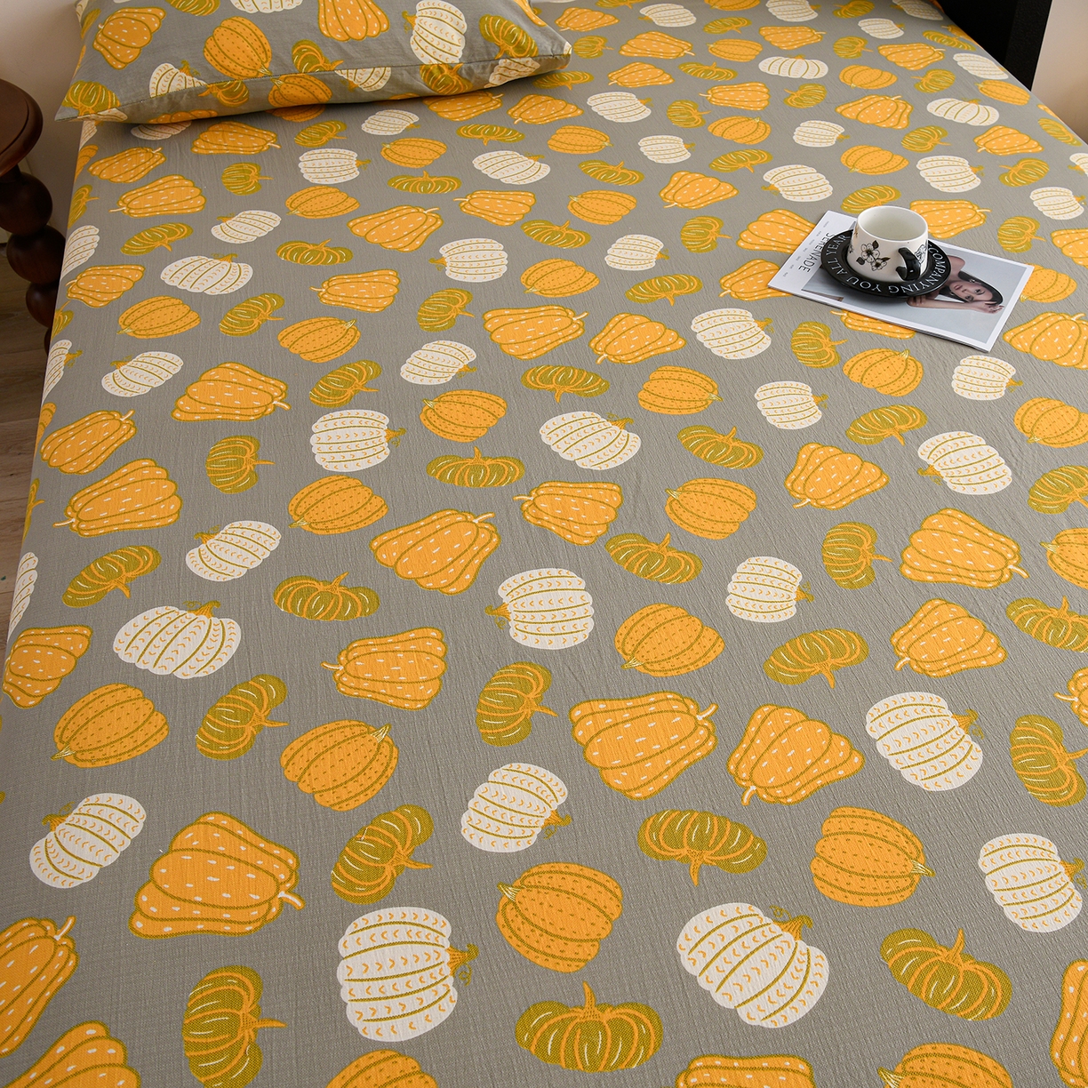 91家纺网 家纺一手货源 找家纺 叠派家纺 2025新款A类双层纱提花单品床笠系列 福瓜