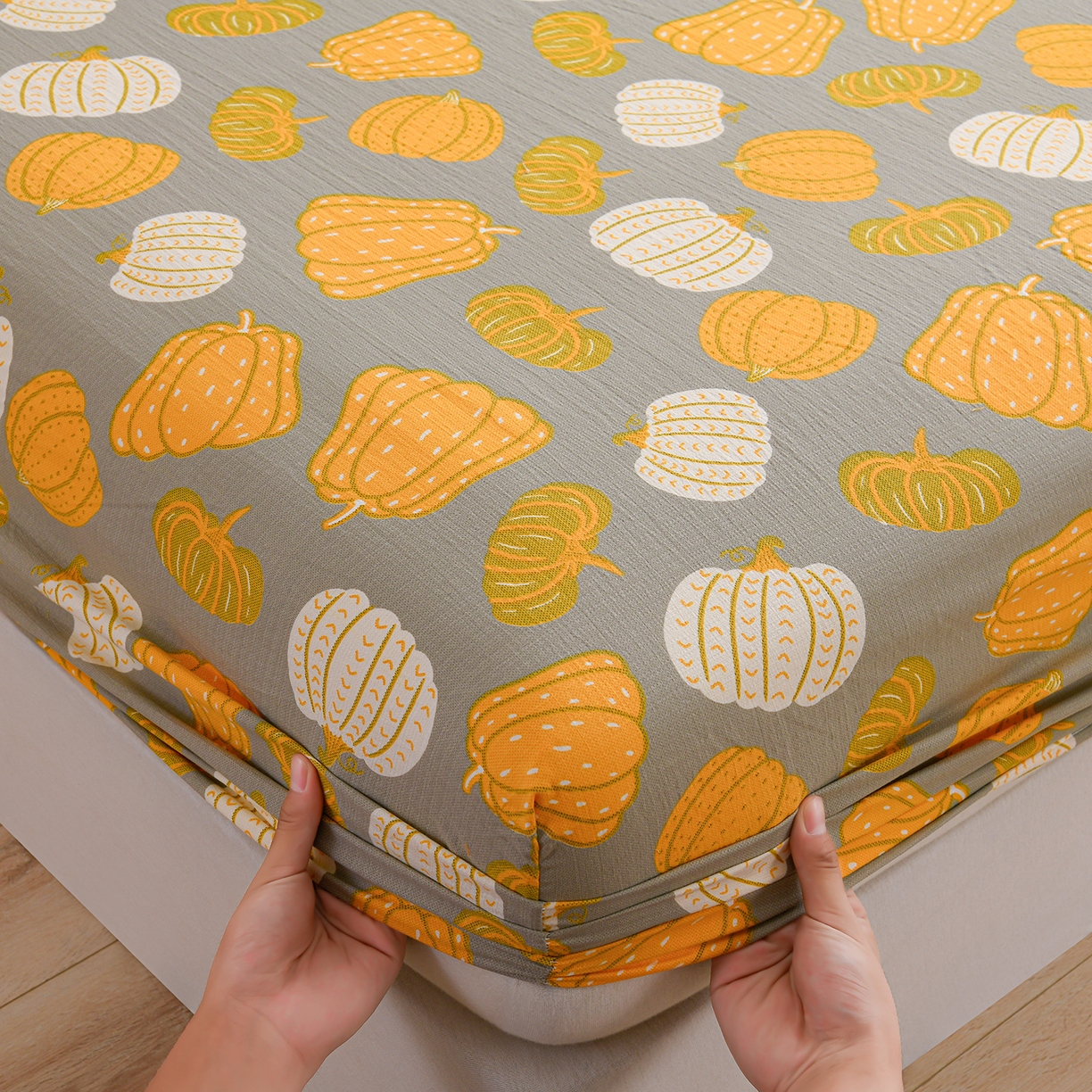 91家纺网 家纺一手货源 找家纺 叠派家纺 2025新款A类双层纱提花单品床笠系列 福瓜