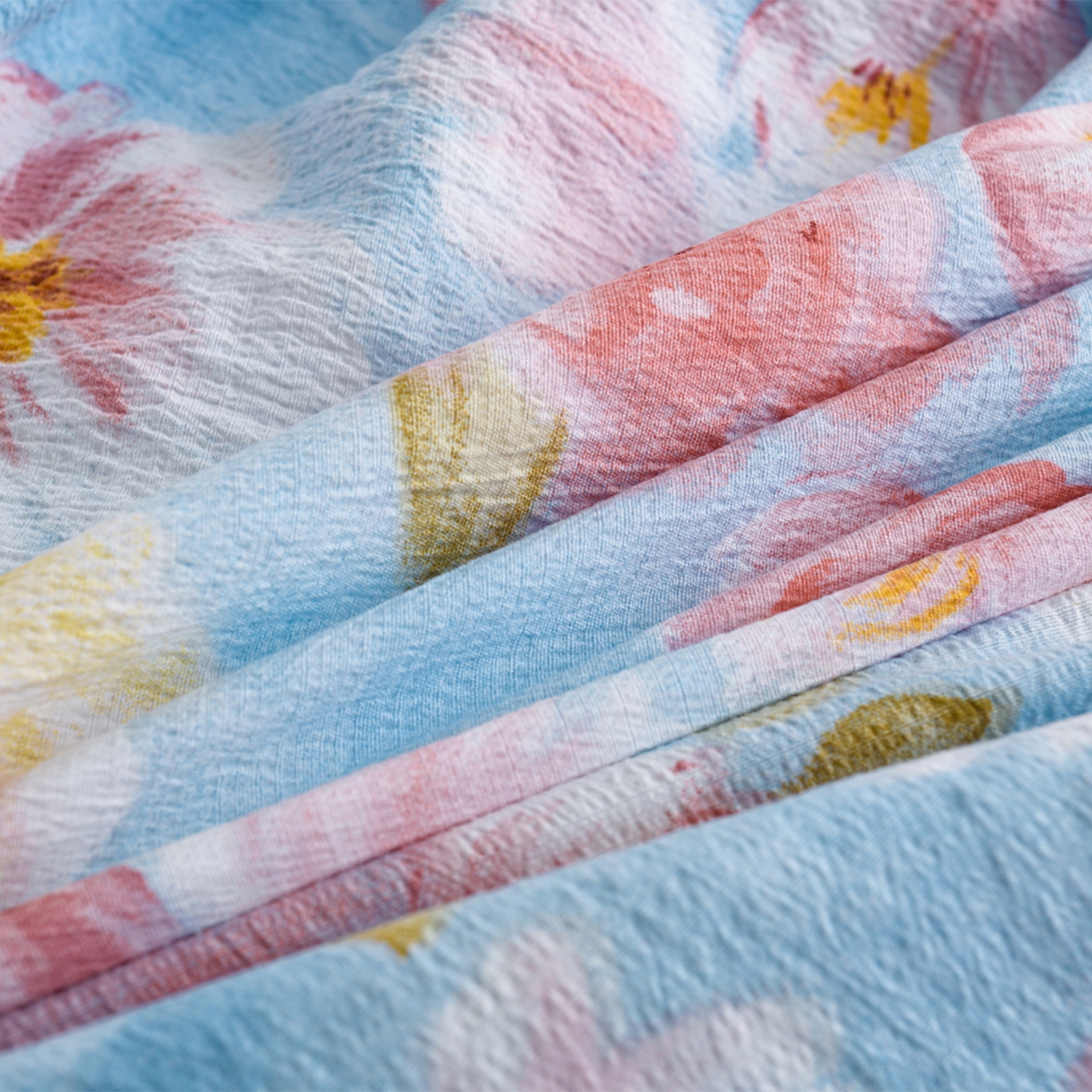 91家纺网 家纺一手货源 找家纺 叠派家纺 2025新款A类双层纱提花单品床笠系列 花海