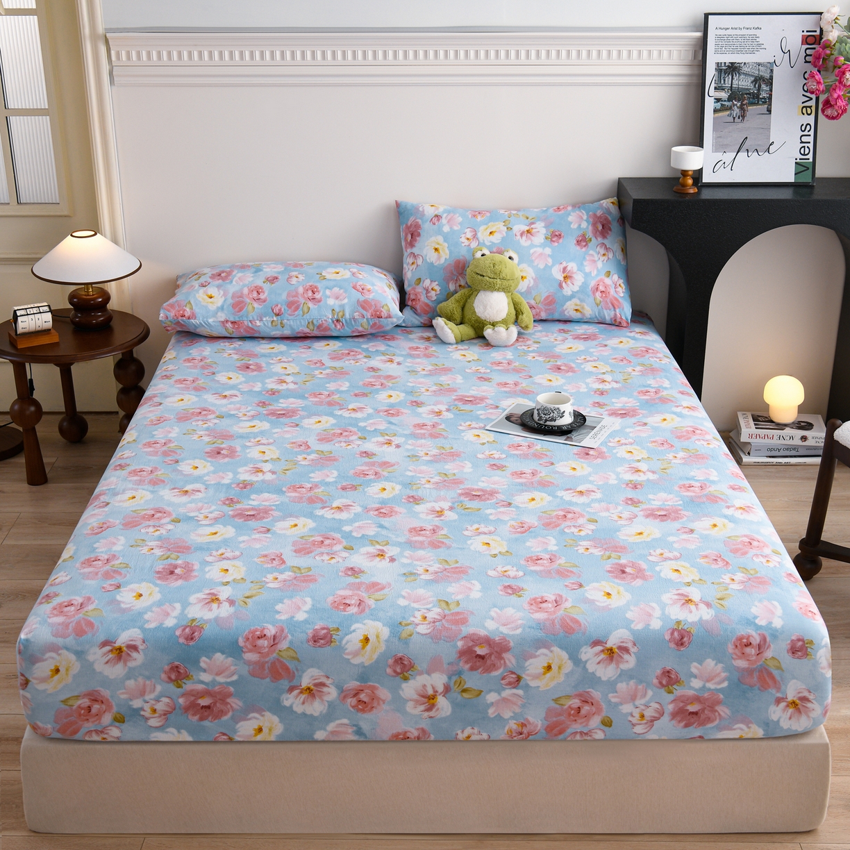 91家纺网 家纺一手货源 找家纺 叠派家纺 2025新款A类双层纱提花单品床笠系列 花海