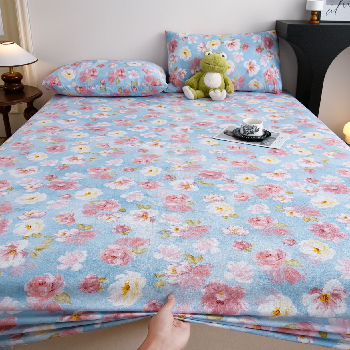 91家纺网 家纺一手货源 找家纺 叠派家纺 2025新款A类双层纱提花单品床笠系列 花海