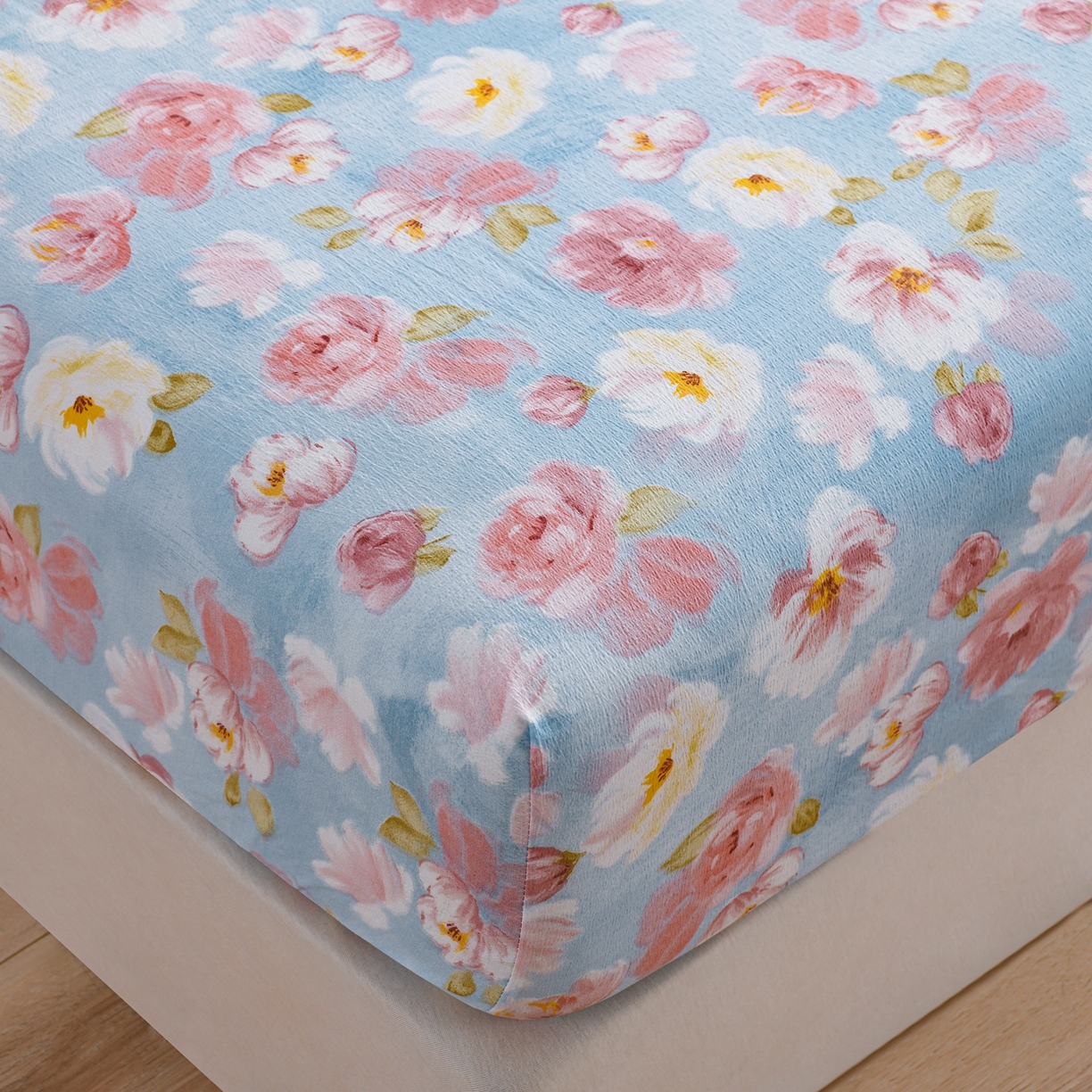 91家纺网 家纺一手货源 找家纺 叠派家纺 2025新款A类双层纱提花单品床笠系列 花海