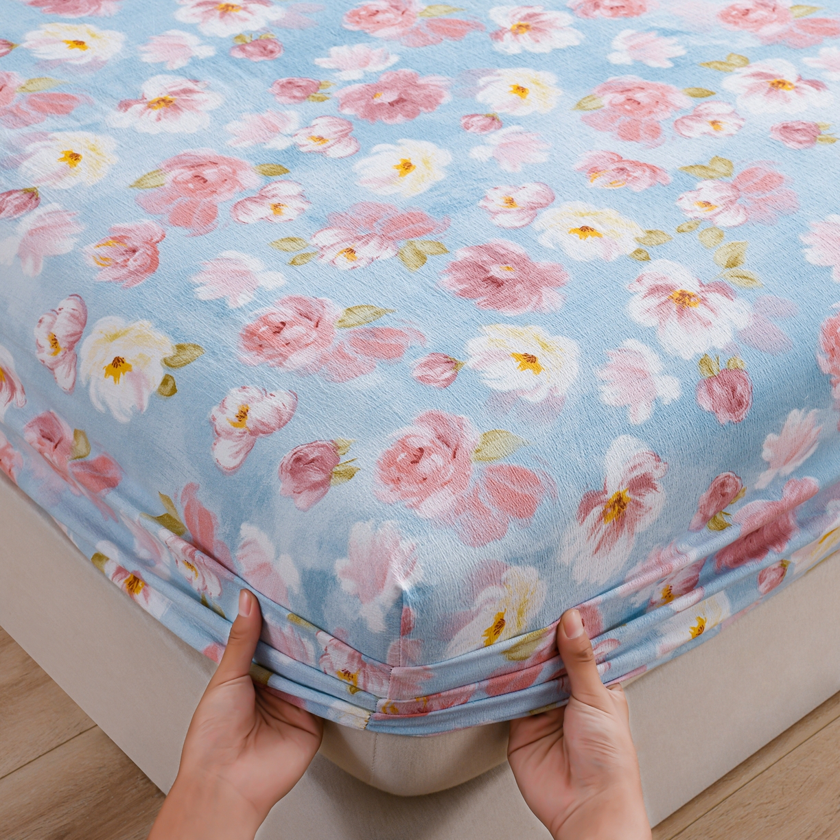 91家纺网 家纺一手货源 找家纺 叠派家纺 2025新款A类双层纱提花单品床笠系列 花海