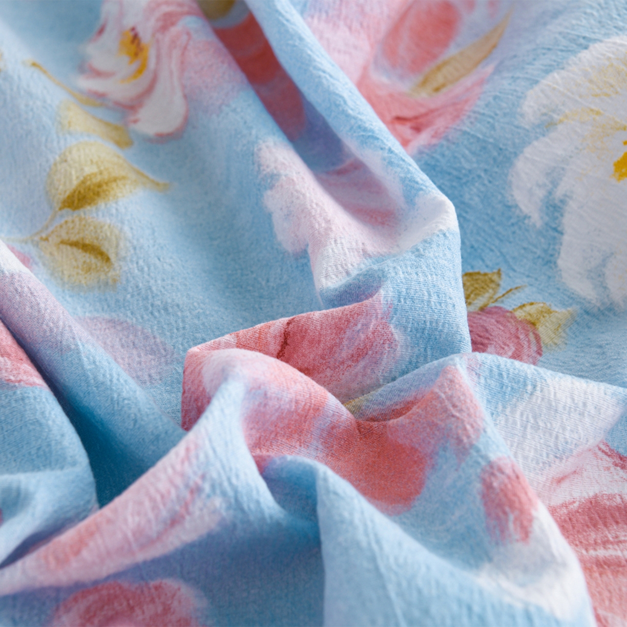 91家纺网 家纺一手货源 找家纺 叠派家纺 2025新款A类双层纱提花单品床笠系列 花海