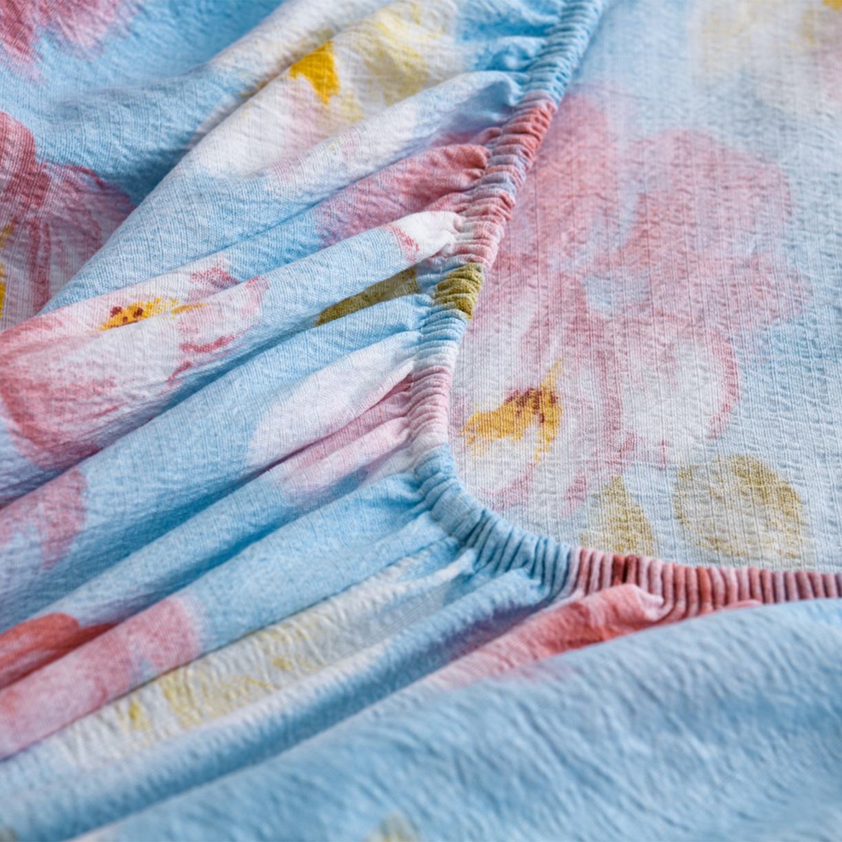 91家纺网 家纺一手货源 找家纺 叠派家纺 2025新款A类双层纱提花单品床笠系列 花海