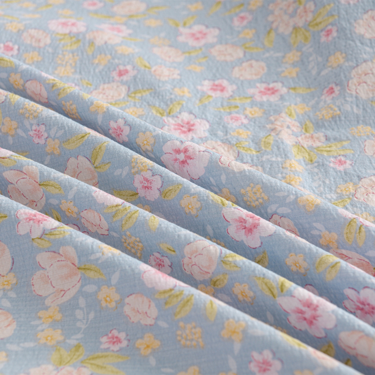 91家纺网 家纺一手货源 找家纺 叠派家纺 2025新款A类双层纱提花单品床笠系列 花与春约