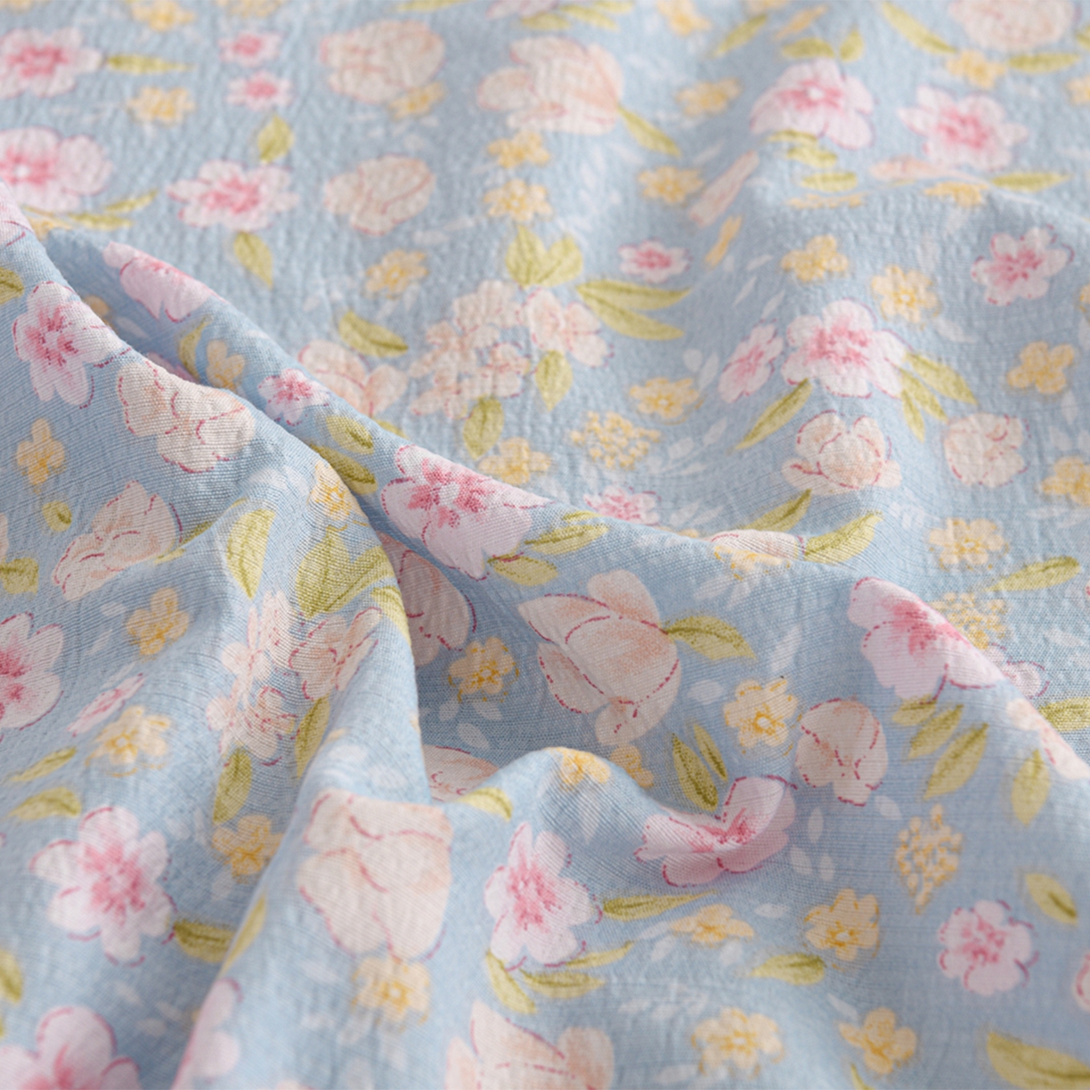 91家纺网 家纺一手货源 找家纺 叠派家纺 2025新款A类双层纱提花单品床笠系列 花与春约