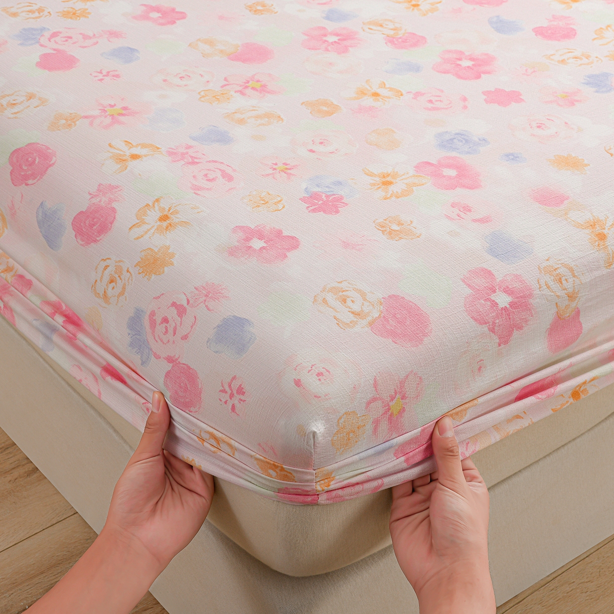 91家纺网 家纺一手货源 找家纺 叠派家纺 2025新款A类双层纱提花单品床笠系列 雾都玫瑰