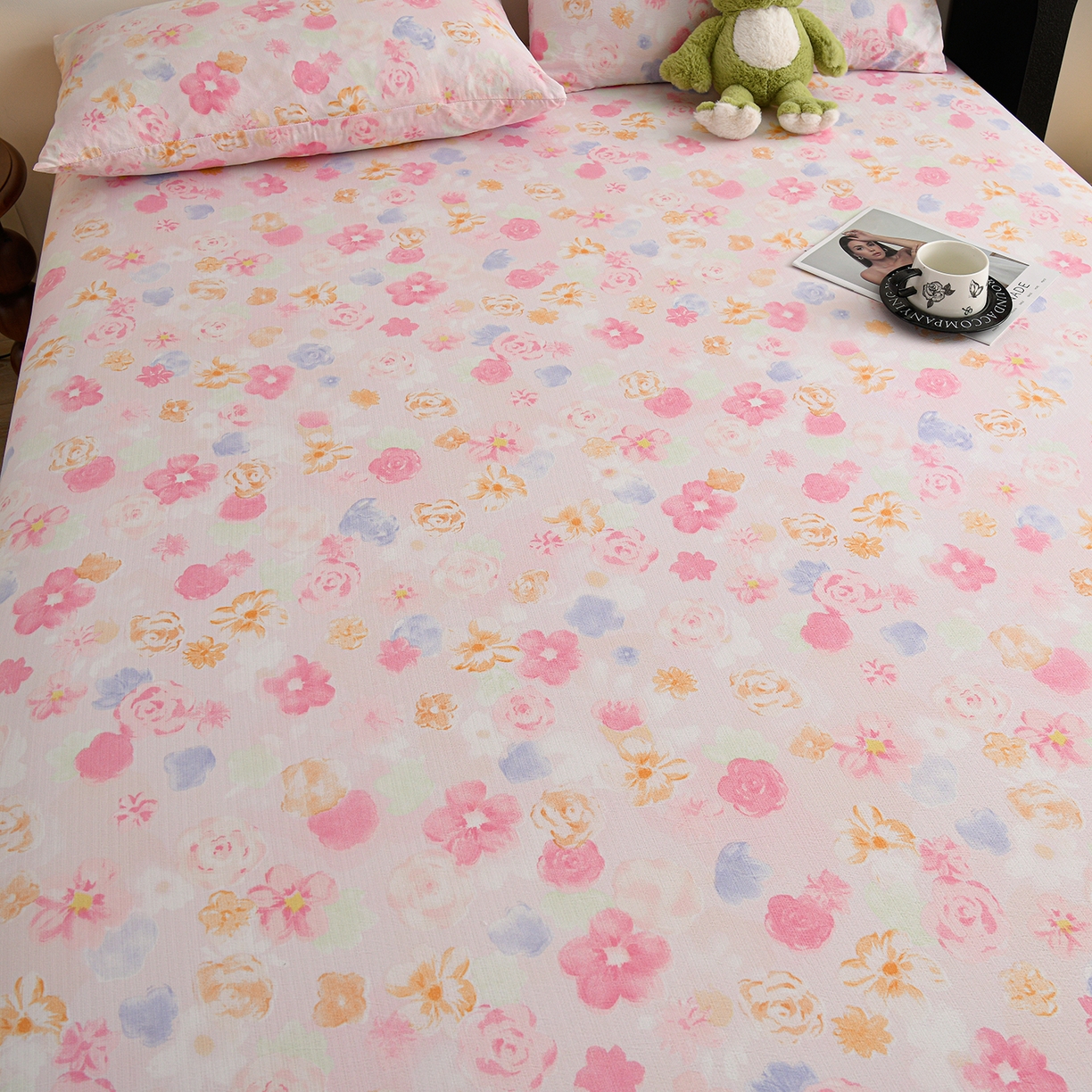 91家纺网 家纺一手货源 找家纺 叠派家纺 2025新款A类双层纱提花单品床笠系列 雾都玫瑰