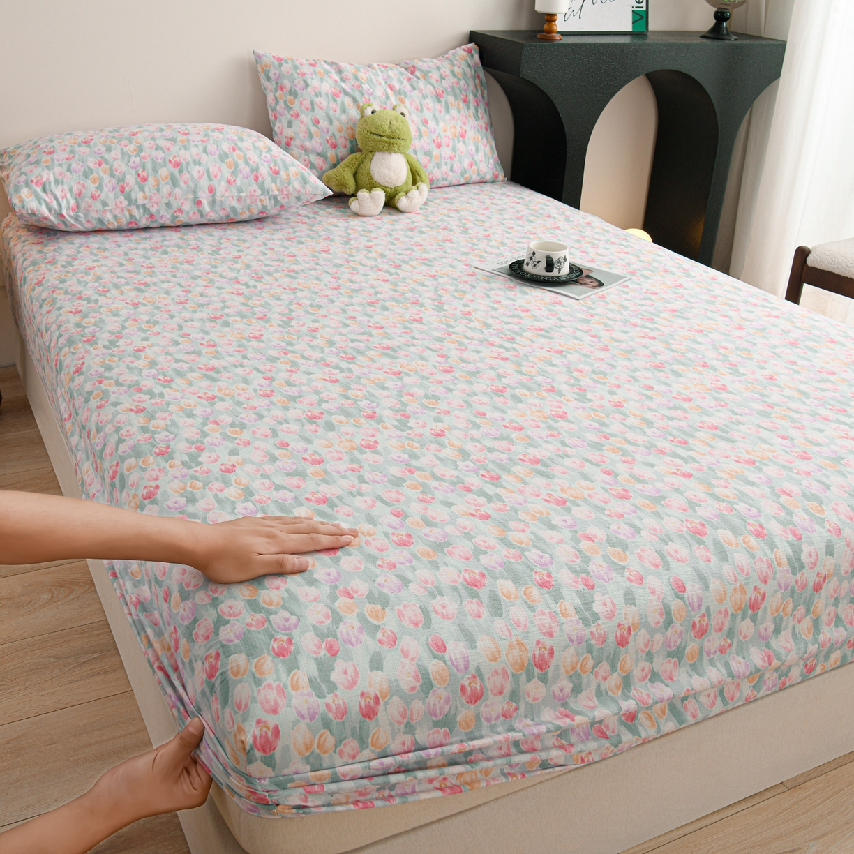 叠派家纺 2025新款A类双层纱提花单品床笠系列 郁金香