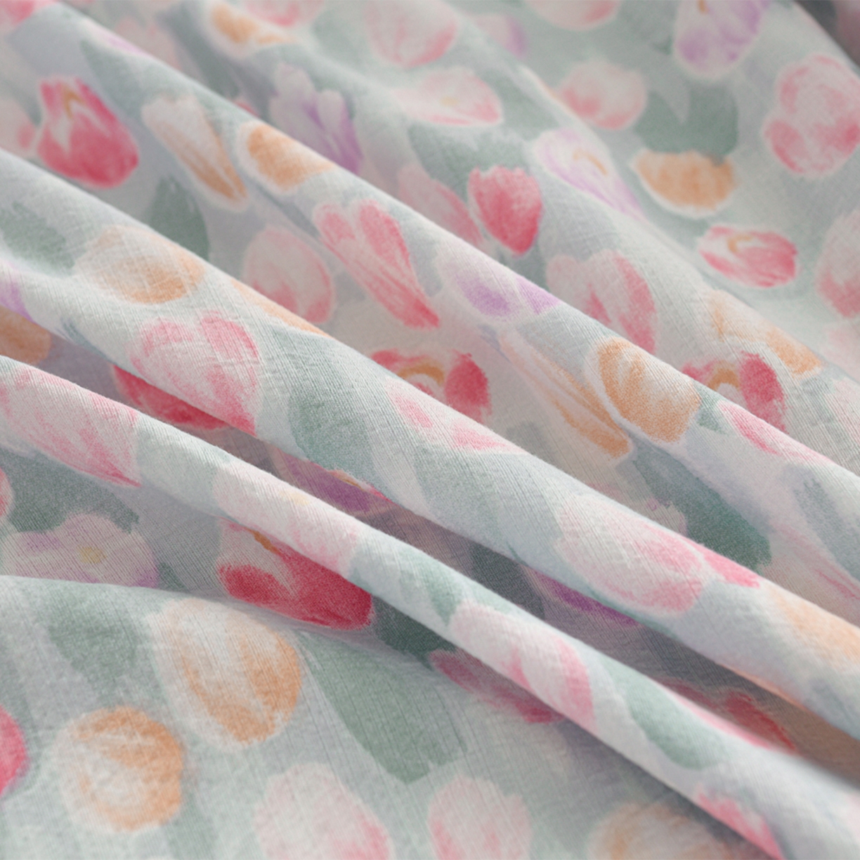 91家纺网 家纺一手货源 找家纺 叠派家纺 2025新款A类双层纱提花单品床笠系列 郁金香