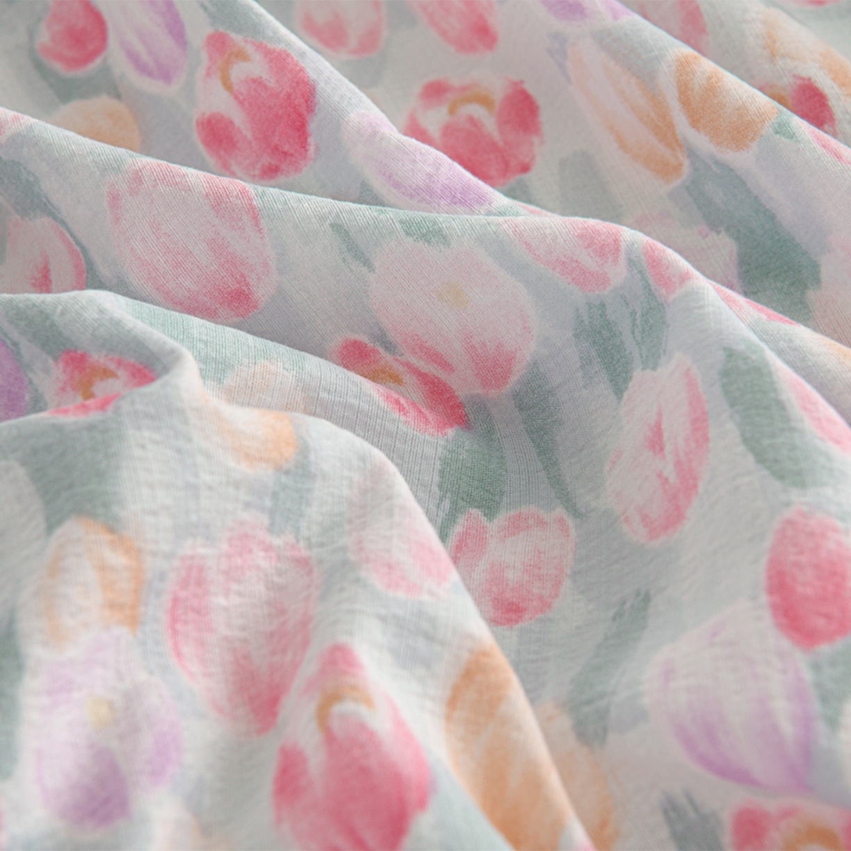 91家纺网 家纺一手货源 找家纺 叠派家纺 2025新款A类双层纱提花单品床笠系列 郁金香