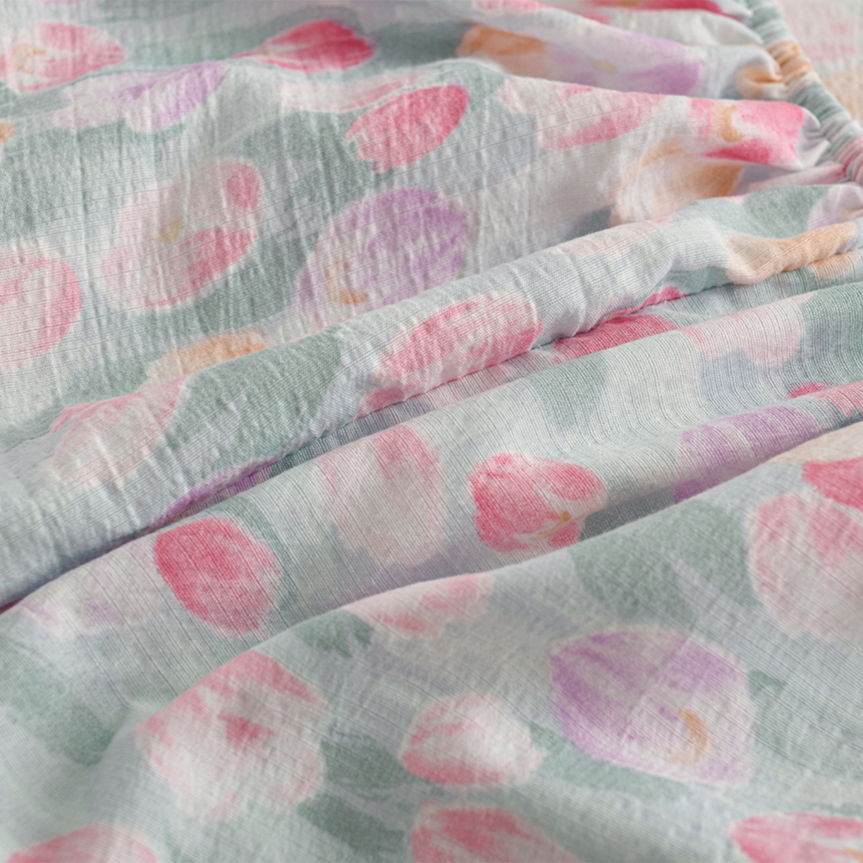 91家纺网 家纺一手货源 找家纺 叠派家纺 2025新款A类双层纱提花单品床笠系列 郁金香