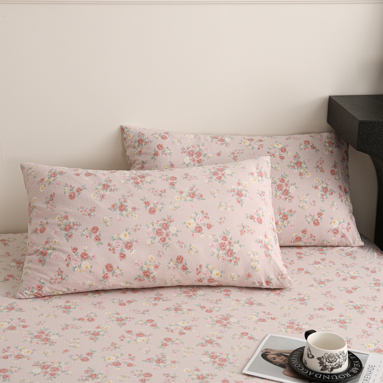 91家纺网 家纺一手货源 找家纺 叠派家纺 2025新款A类双层纱提花单品床笠系列 云水谣