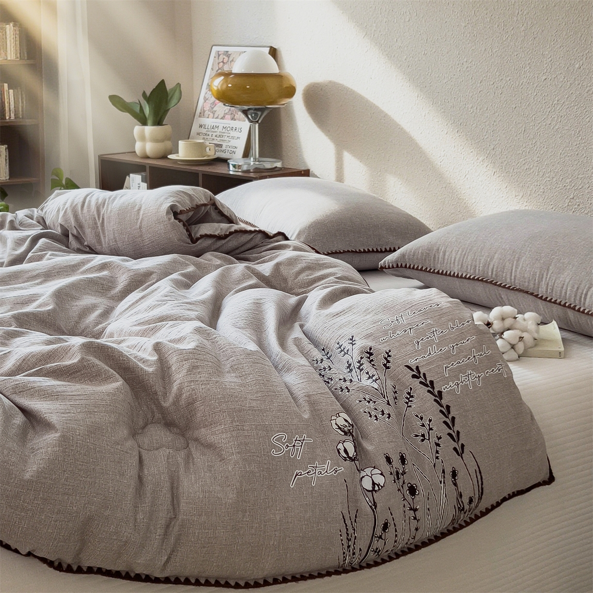 91家纺网 家纺一手货源 找家纺 宝士康家纺 2025新品10A抗菌素麻棉花春秋被/冬被/被芯/跨境外贸 素麻-墨染灰