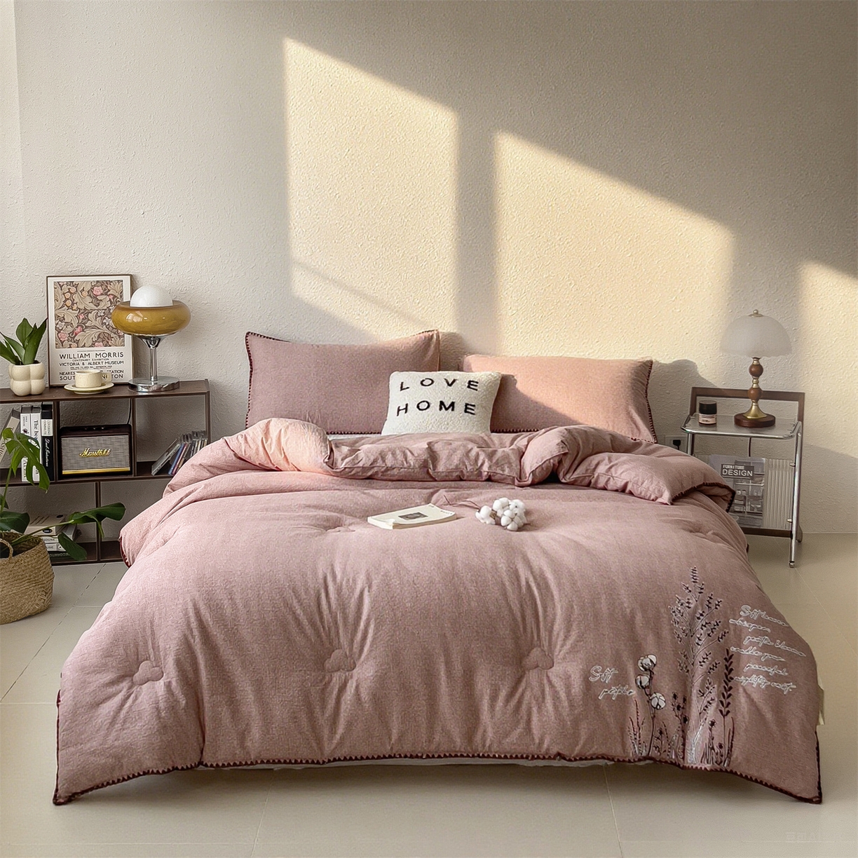 91家纺网 家纺一手货源 找家纺 宝士康家纺 2025新品10A抗菌素麻棉花春秋被/冬被/被芯/跨境外贸 素麻-墨染粉