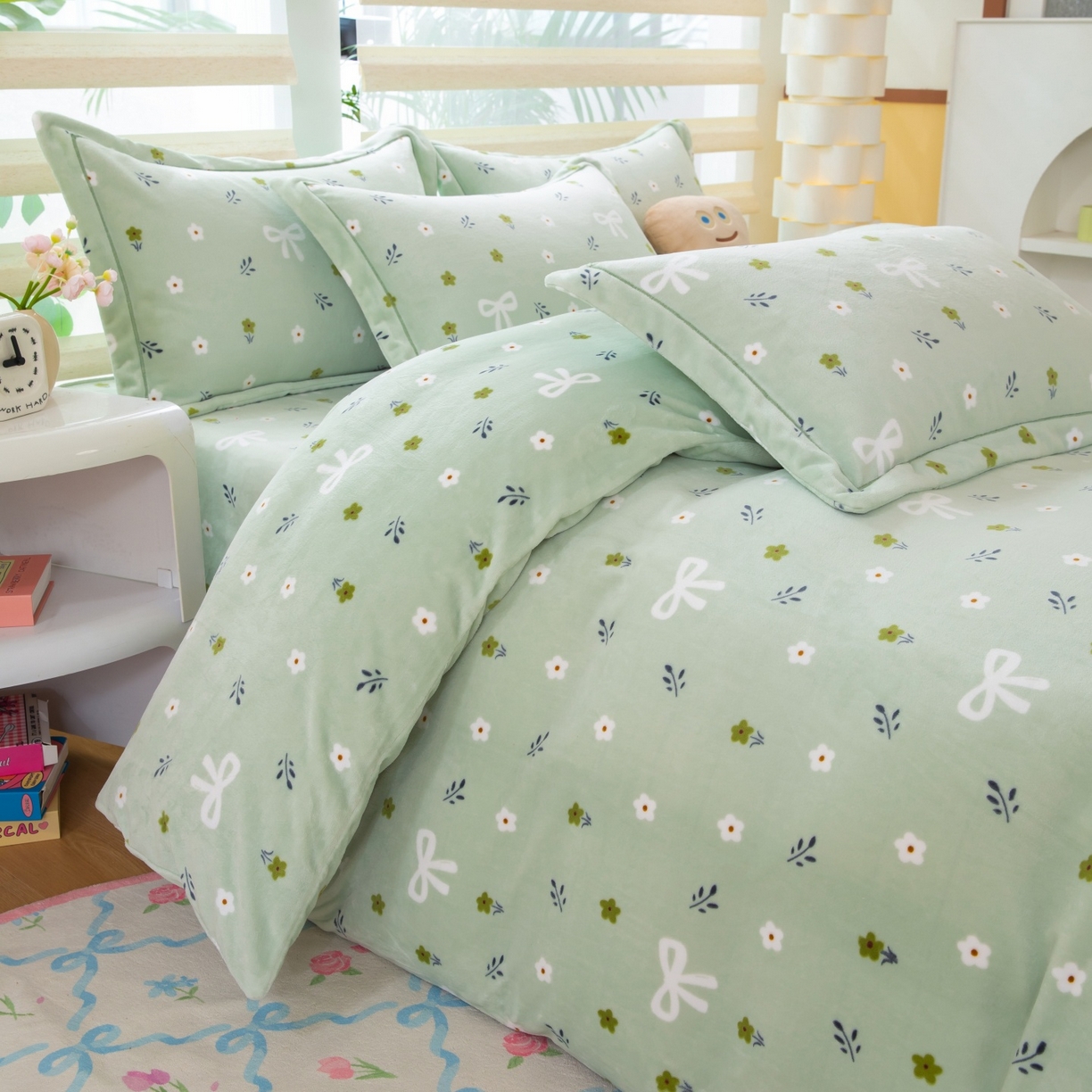 91家纺网 家纺一手货源 找家纺 优姿家纺 2025新款加厚全消光牛奶绒印花四件套 林间小风