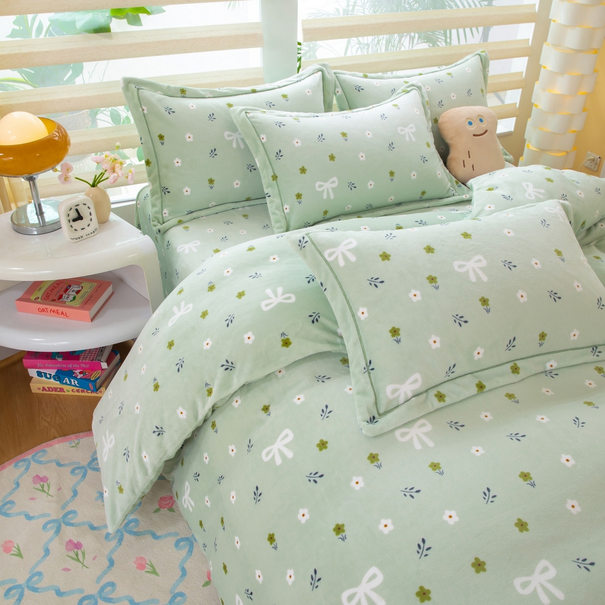 91家纺网 家纺一手货源 找家纺 优姿家纺 2025新款加厚全消光牛奶绒印花四件套 林间小风