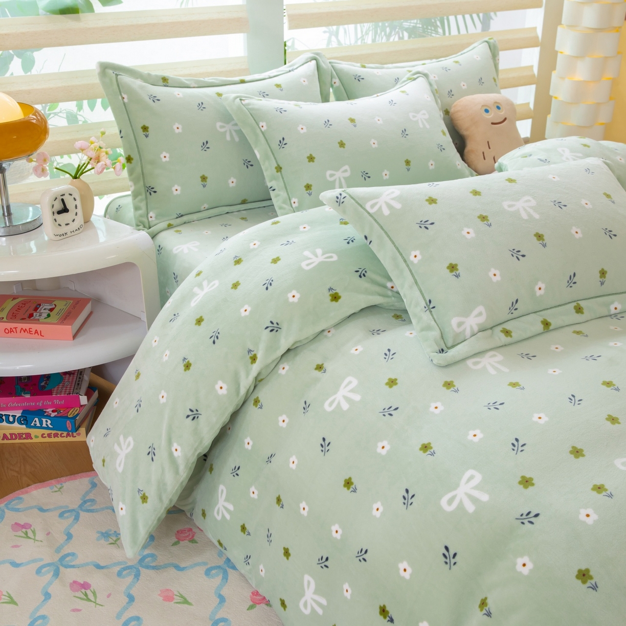 91家纺网 家纺一手货源 找家纺 优姿家纺 2025新款加厚全消光牛奶绒印花四件套 林间小风