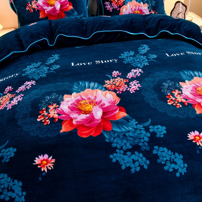 91家纺网 家纺一手货源 找家纺 2025新款加厚直播爆款牛奶绒被套金貂法莱绒单品被套春花秋月