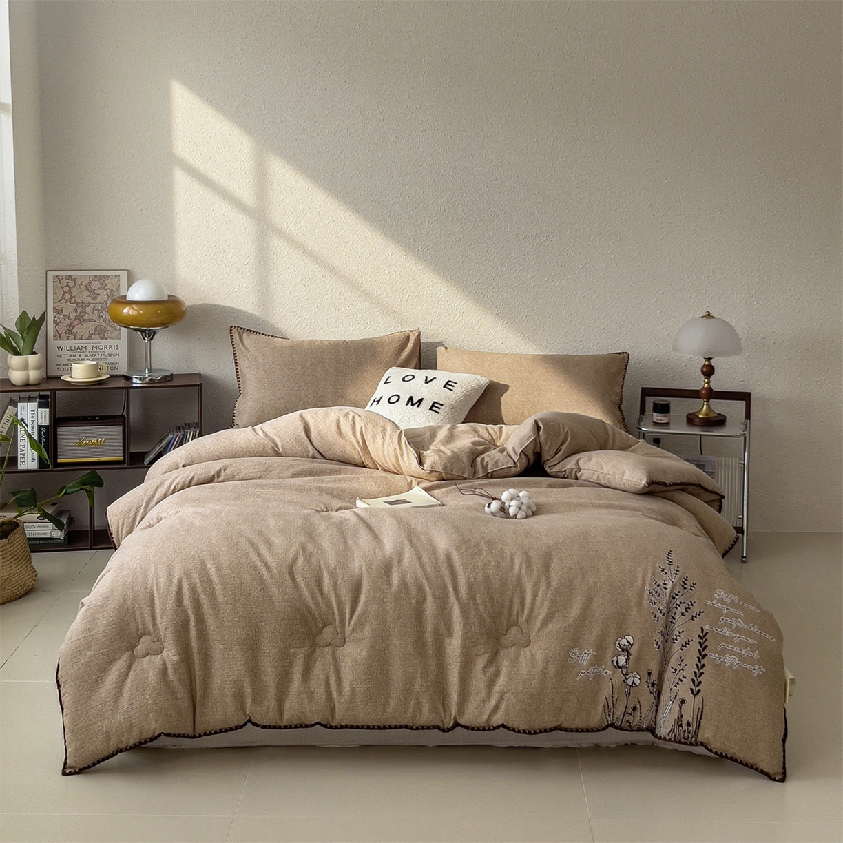 91家纺网 家纺一手货源 找家纺 宝士康家纺 2025新品10A抗菌素麻棉花春秋被/冬被/被芯/跨境外贸 素麻-墨染咖