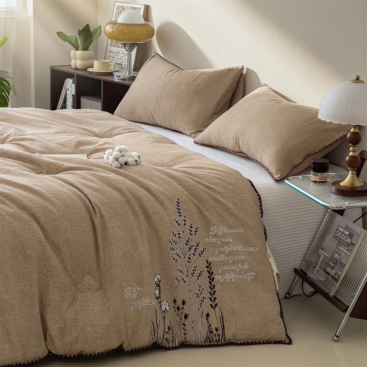 91家纺网 家纺一手货源 找家纺 宝士康家纺 2025新品10A抗菌素麻棉花春秋被/冬被/被芯/跨境外贸 素麻-墨染咖