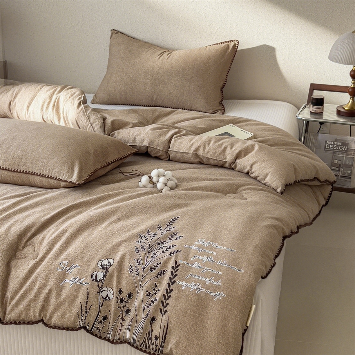 91家纺网 家纺一手货源 找家纺 宝士康家纺 2025新品10A抗菌素麻棉花春秋被/冬被/被芯/跨境外贸 素麻-墨染咖