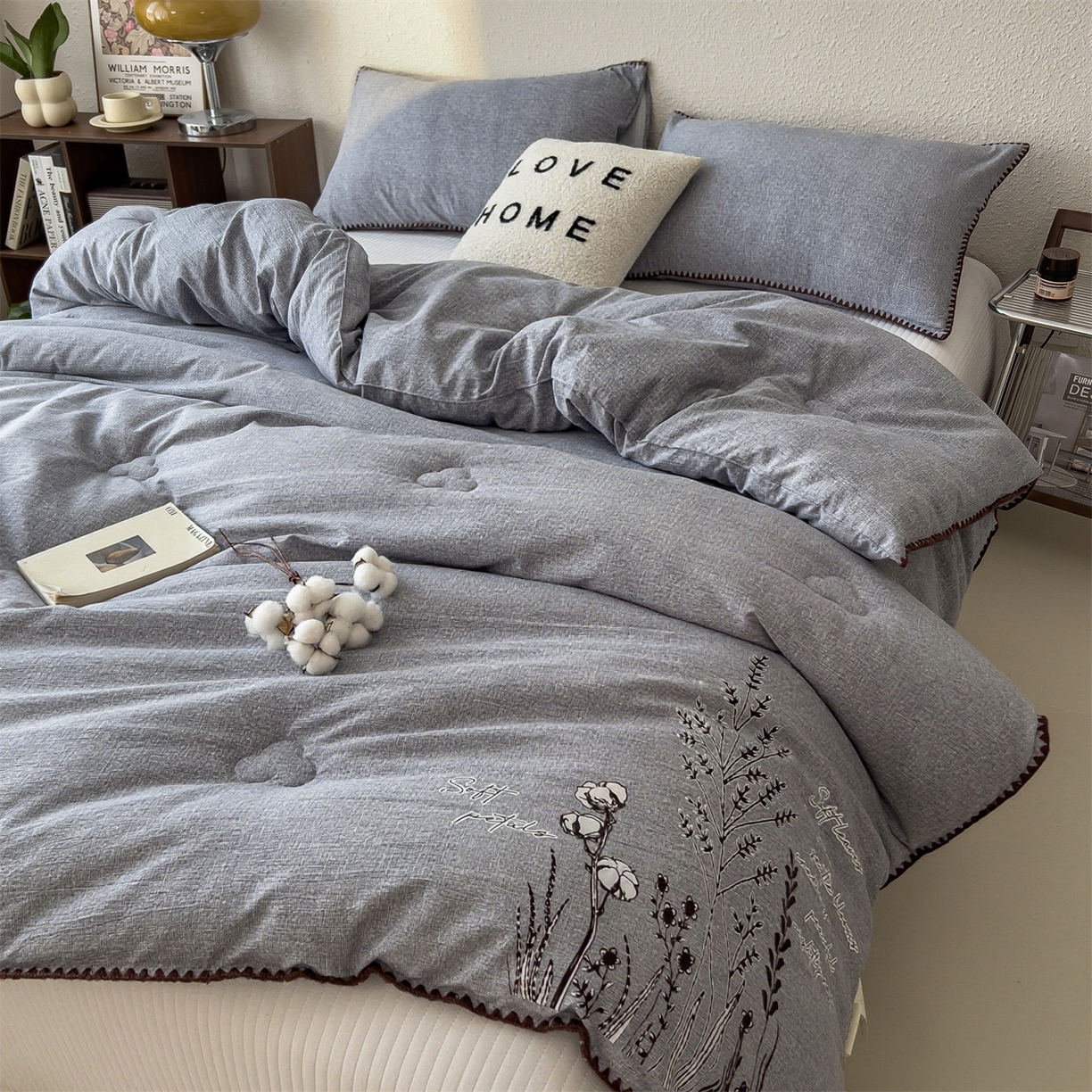 91家纺网 家纺一手货源 找家纺 宝士康家纺 2025新品10A抗菌素麻棉花春秋被/冬被/被芯/跨境外贸 素麻-墨染蓝