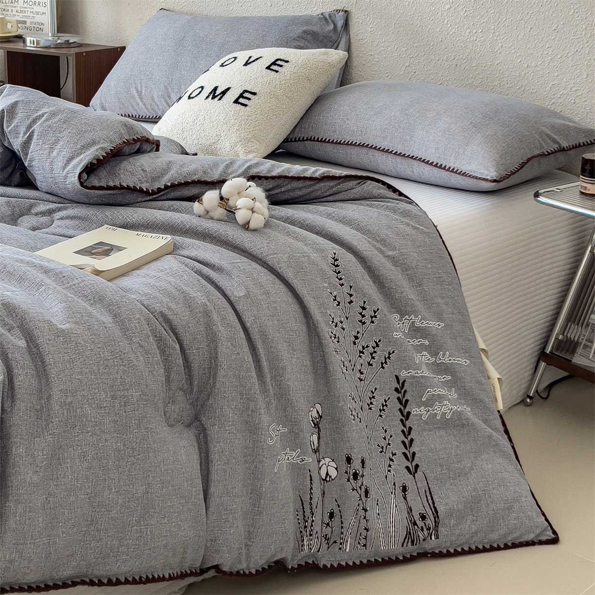 91家纺网 家纺一手货源 找家纺 宝士康家纺 2025新品10A抗菌素麻棉花春秋被/冬被/被芯/跨境外贸 素麻-墨染蓝