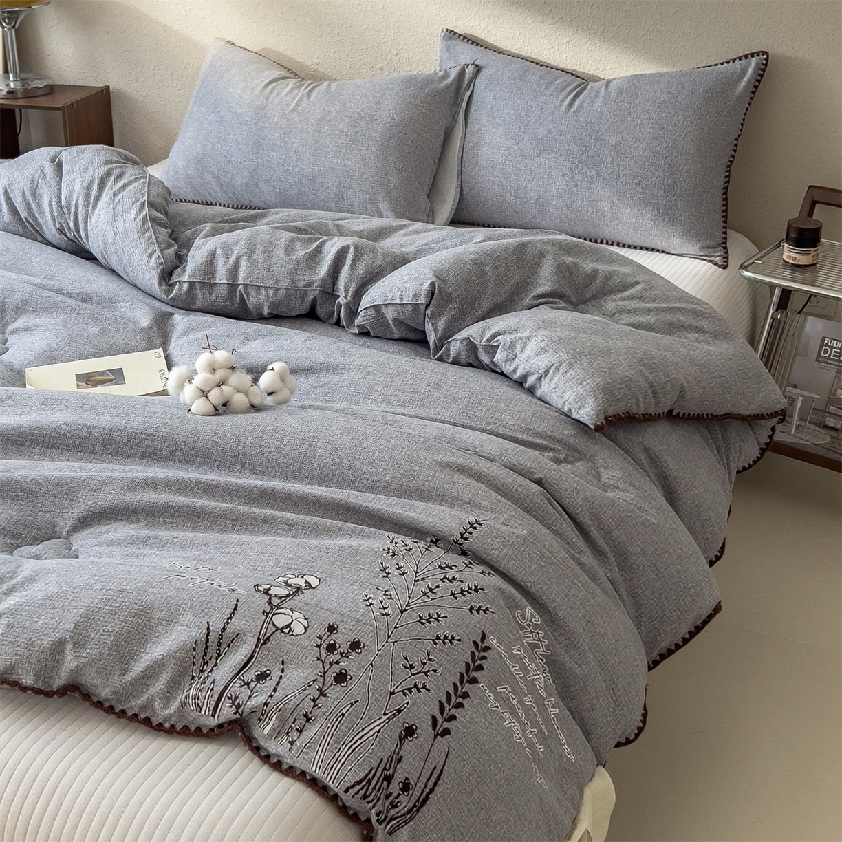 91家纺网 家纺一手货源 找家纺 宝士康家纺 2025新品10A抗菌素麻棉花春秋被/冬被/被芯/跨境外贸 素麻-墨染蓝