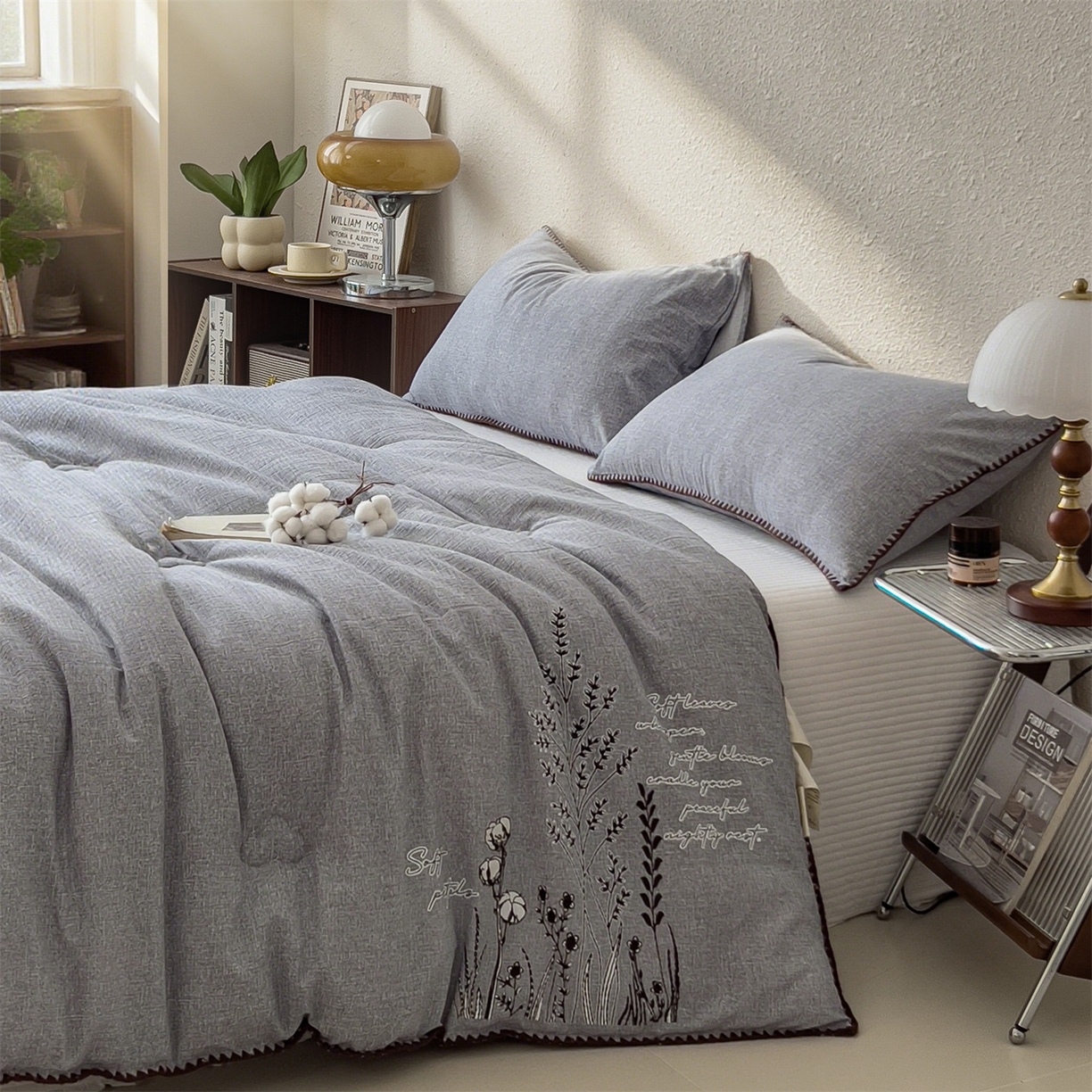 91家纺网 家纺一手货源 找家纺 宝士康家纺 2025新品10A抗菌素麻棉花春秋被/冬被/被芯/跨境外贸 素麻-墨染蓝