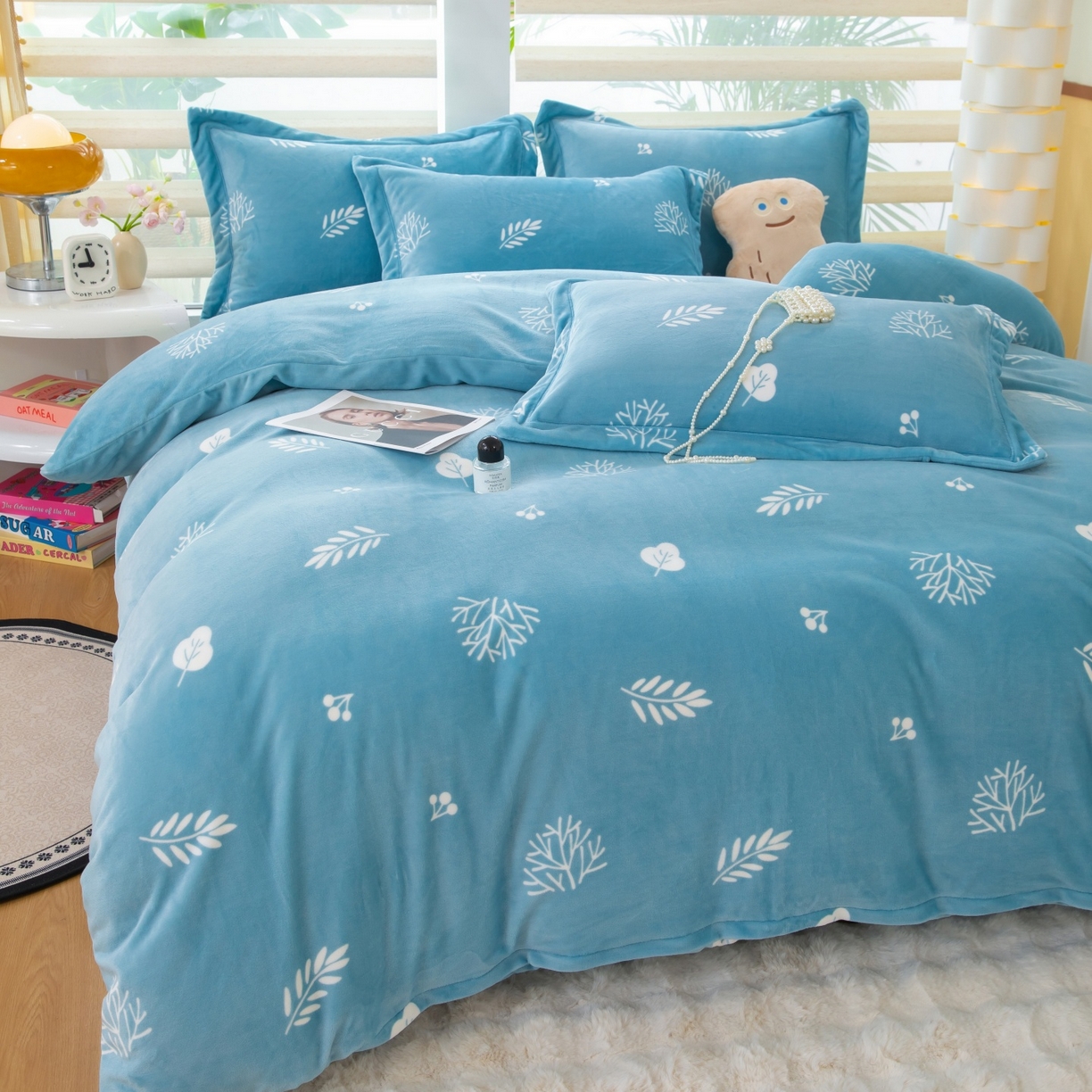 91家纺网 家纺一手货源 找家纺 优姿家纺 2025新款加厚全消光牛奶绒印花四件套 美拉时光