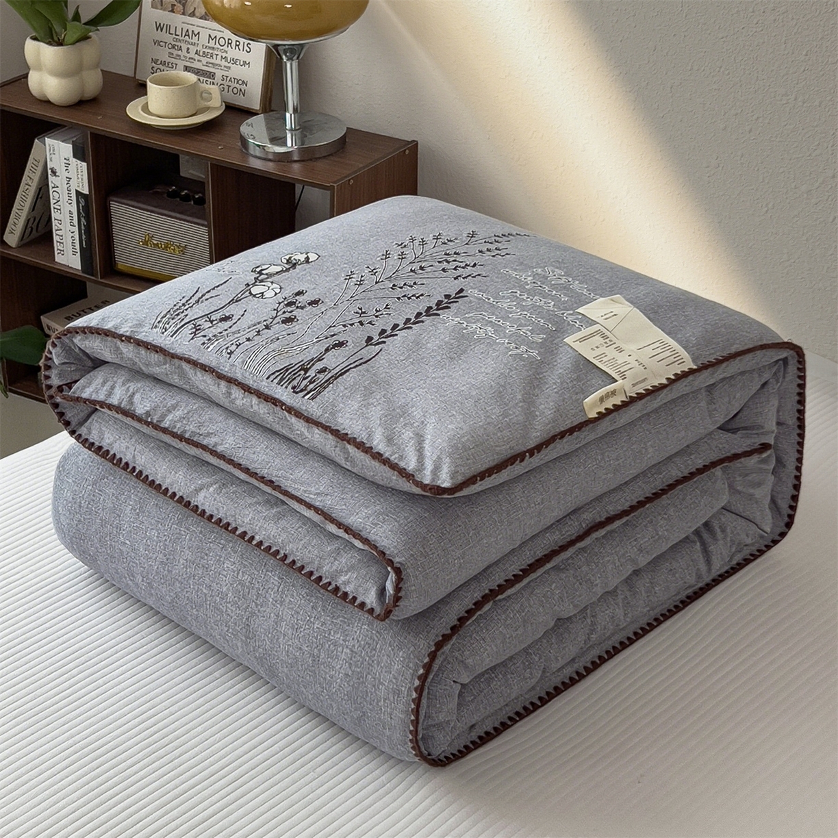 91家纺网 家纺一手货源 找家纺 宝士康家纺 2025新品10A抗菌素麻棉花春秋被/冬被/被芯/跨境外贸 素麻-墨染蓝