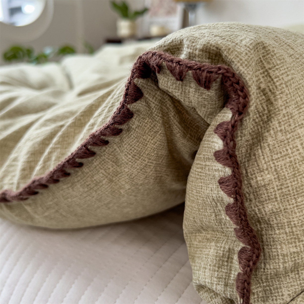 91家纺网 家纺一手货源 找家纺 宝士康家纺 2025新品10A抗菌素麻棉花春秋被/冬被/被芯/跨境外贸 素麻-墨染绿