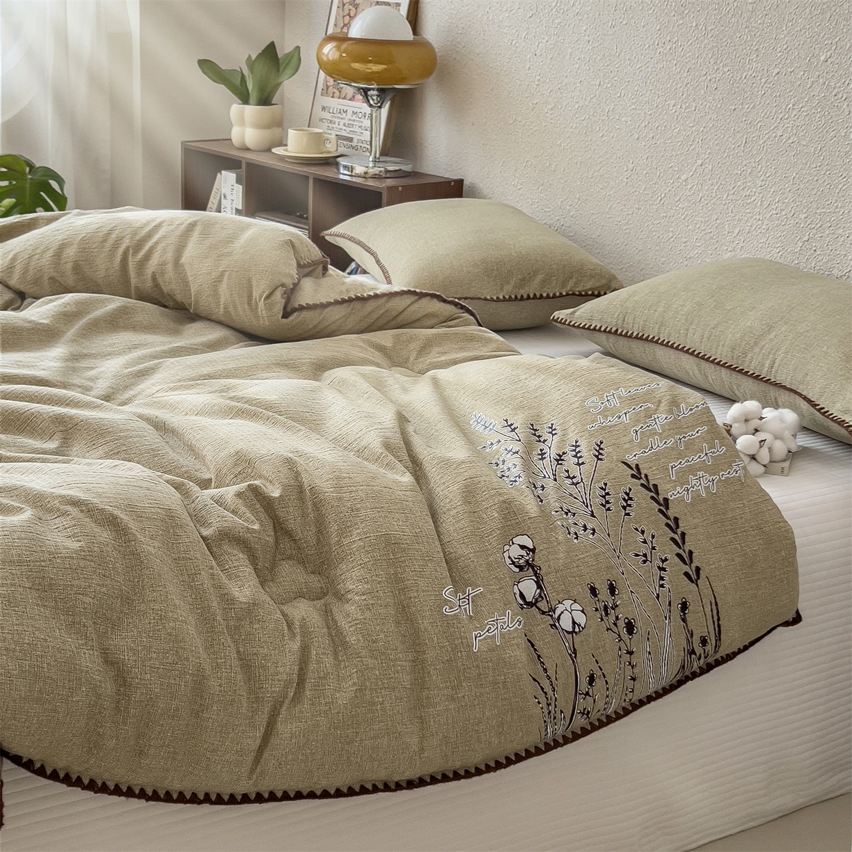 91家纺网 家纺一手货源 找家纺 宝士康家纺 2025新品10A抗菌素麻棉花春秋被/冬被/被芯/跨境外贸 素麻-墨染绿