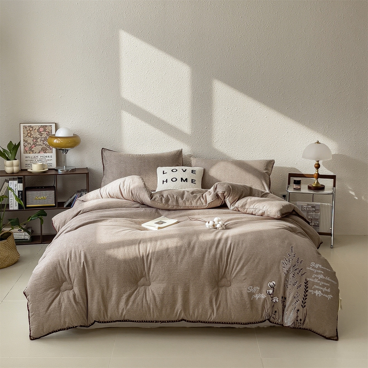 91家纺网 家纺一手货源 找家纺 宝士康家纺 2025新品10A抗菌素麻棉花春秋被/冬被/被芯/跨境外贸 素麻-墨染棕