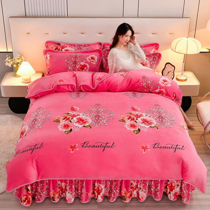 91家纺网 家纺一手货源 找家纺 2025新款加厚直播爆款牛奶绒被套金貂法莱绒单品被套花香迷人