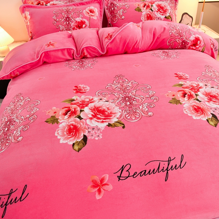 91家纺网 家纺一手货源 找家纺 2025新款加厚直播爆款牛奶绒被套金貂法莱绒单品被套花香迷人