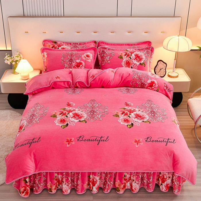 91家纺网 家纺一手货源 找家纺 2025新款加厚直播爆款牛奶绒被套金貂法莱绒单品被套花香迷人