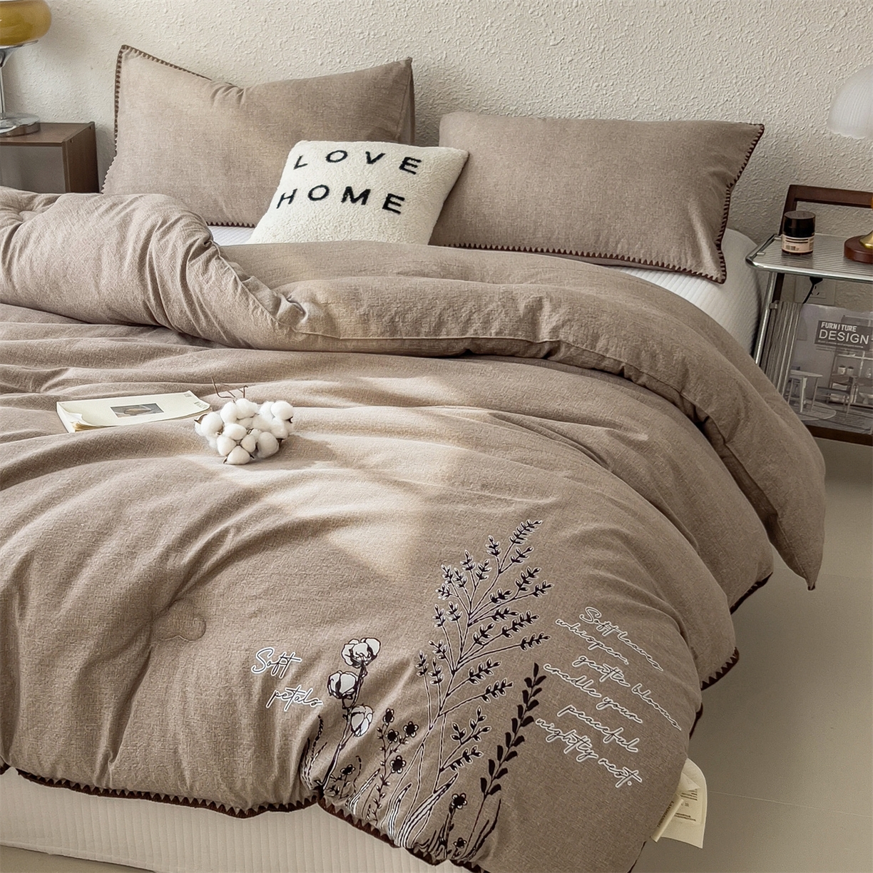 91家纺网 家纺一手货源 找家纺 宝士康家纺 2025新品10A抗菌素麻棉花春秋被/冬被/被芯/跨境外贸 素麻-墨染棕