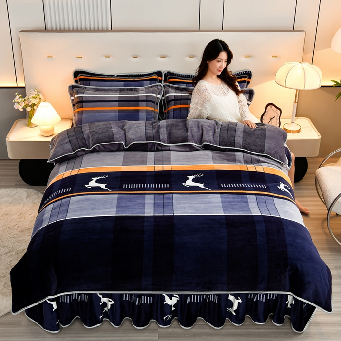 91家纺网 家纺一手货源 找家纺 2025新款加厚直播爆款牛奶绒被套金貂法莱绒单品被套极简主义