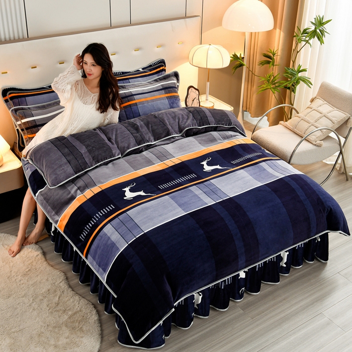 91家纺网 家纺一手货源 找家纺 2025新款加厚直播爆款牛奶绒被套金貂法莱绒单品被套极简主义